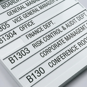 Signalétique de planification d'espaces de bureau moderne en métal brossé avec plaques nominatives interchangeables pour hôtels et centres d'affaires - Product Image 5