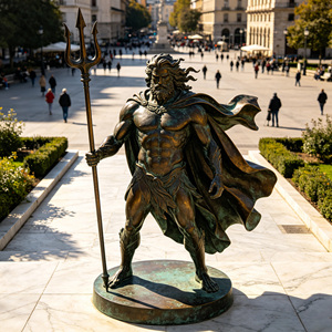 Statua di Poseidone in Bronzo a Grandezza Naturale Personalizzata, Scultura del Dio Greco del Mare con Tridente per Decorazione di Giardini e Piscine - Product Image 2