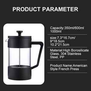 เครื่องชงกาแฟเฟรนช์เพรสแบบพกพา ทนความร้อน พร้อมตัวกรองคู่ สีดำ สำหรับใช้ในบ้าน รับผลิตตามสั่งขายส่ง - Product Image 6