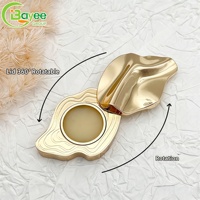 Caja de Perfume Sólido con Tapa Deslizante Giratoria de 360 Grados, de Aleación de Zinc Brillante y Resistente a la Decoloración, Diseño Ondulado Irregular Dorado