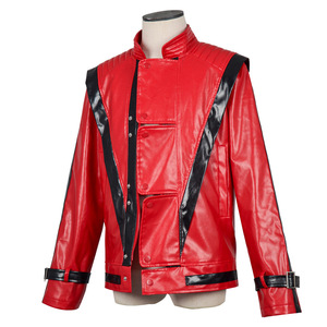 Veste en cuir rouge personnalisée Michael Jackson, costume de cosplay unisexe pour Halloween, performance sur scène Beat It <span class=keywords><strong>Thriller</strong></span> - Product Image 3