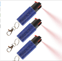 Porte-clés de défense personnelle professionnel en spray de diamant pour femmes, rose, avec étui de transport, kit de défense en strass, lampe torche, piles AAA, chaud