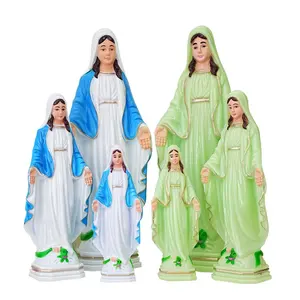 HIPS Materiales Plástico Virgen María Estatuas decoración Brilla en la oscuridad Mary Maddona Estatuilla Artesanía Regalos