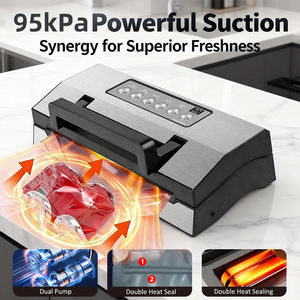 Machine de mise sous vide alimentaire OEM professionnelle, Scelleuse sous vide alimentaire <span class=keywords><strong>Pro</strong></span> à double soudure thermique, Poignée Easy-Lock, Coupe-sac intégré et Rangement des sacs - Product Image 3