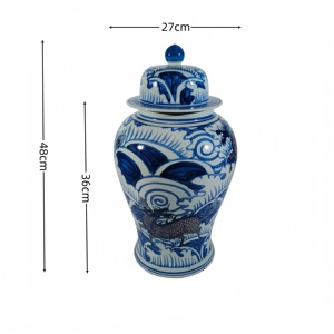 Vaso Antico <span class=keywords><strong>di</strong></span> Jingdezhen in Porcellana Blu e Bianca Dipinto a <span class=keywords><strong>Mano</strong></span> con Coperchio, Elegante Decorazione per Casa, Hotel, Matrimonio, Regalo - Product Image 6