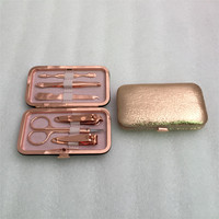 WELLFLYER JY-0022 6pcs emballage rose or acier inoxydable manucure pédicure ensemble coupe-ongles de luxe avec boîte en or