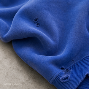 เสื้อฮู้ดดี้ลายเปลวไฟแบบทำเองสำหรับผู้ชาย สีน้ำเงิน ขาดรุ่ย ทรงโอเวอร์ไซส์ สไตล์สตรีทแวร์ เสื้อพูลโอเวอร์กรันจ์ เสื้อสเวตเชิ้ตแบบสั่งทำพิเศษ - Product Image 3