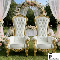 Chaises de mariage de luxe pour les mariés, chaise en bois massif sculpté doré pour les banquets et les mariages, fourniture de mobilier pour lieux de réception