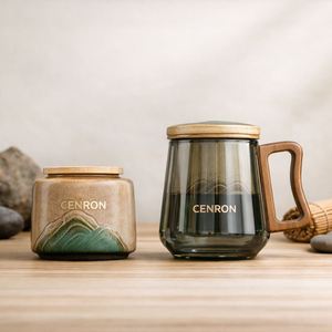 Taza de Té de Vidrio Borosilicato Resistente al Calor con Infusor y Tapa, Asa de Madera, Logotipo Personalizado, Color Personalizado, Caja de Regalo - Product Image 3