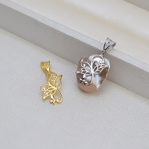Pendentif en argent 925 fait main, forme de fleur baroque ajourée, avec collier en perle de forme spéciale, pendentifs fins à faire soi-même, breloques pour femmes - Product Image 4