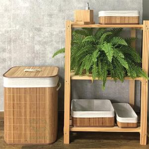 Large Eco-Friendly <b>Bamboo</b> <b>Laundry</b> <b>Basket</b> with Handles Modern Multifunction Clothing Organizer for Bathroom - Product Image 1