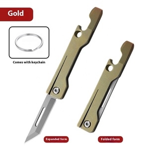 Titanyum alaşım DIY OEM çakı <span class=keywords><strong>Mini</strong></span> katlanır keskin küçük programı çok fonksiyonlu taşınabilir kurye bıçağı - Product Image 6