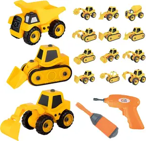 Toyvelt 16 in 3 Construction Take Apart Trucks Stem with Drill Dump truck Digger cheap discount closeout price