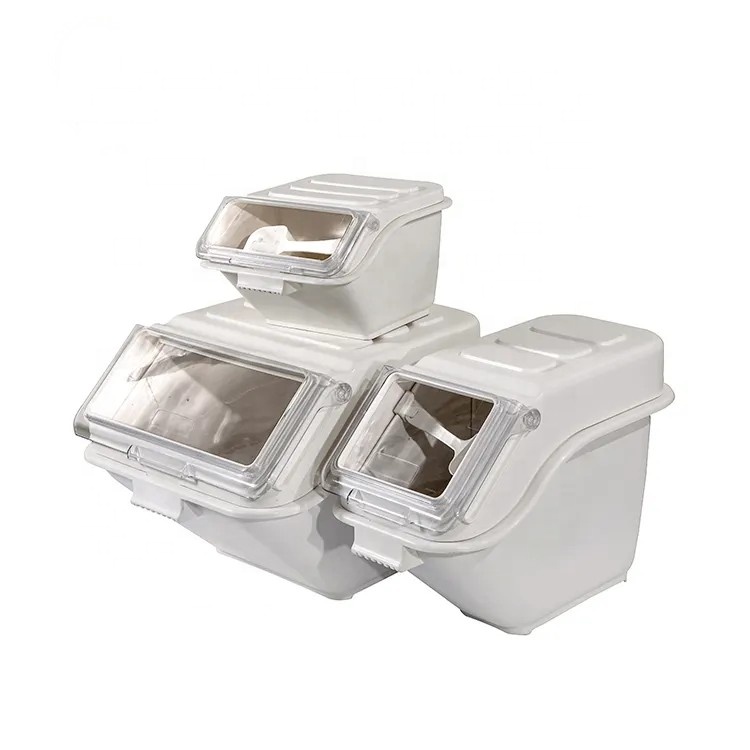 Wholesale Small Middle Capacity Stackable White Container Bins Mobile Shelf Ingredient Plastic Storage Bin And Boxes With Lid