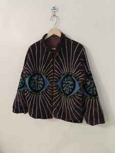 Chaqueta de Terciopelo con Bordado de Ojo Turco: Abrigo Boho, Chaqueta de Invierno, Kimono Acolchado, Regalo para Ella, Superventas - Product Image 4
