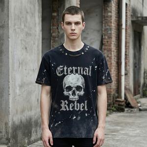 Camiseta de moda urbana de algodón 100% de alto gramaje personalizada, proveedor líder, camiseta oversize informal con cuello redondo y lavado vintage para hombre - Product Image 1