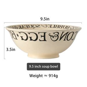 Venta caliente Impresión romana Hogar Letra negra Juego <span class=keywords><strong>de</strong></span> cuencos <span class=keywords><strong>de</strong></span> disco blanco Copa Plato <span class=keywords><strong>de</strong></span> cerámica Cuenco <span class=keywords><strong>de</strong></span> arroz <span class=keywords><strong>de</strong></span> fideos - Product Image 2