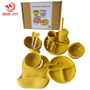 13PCS/Set Plates Bowl Set Food Grade Kitchenware Suction Children's Tableware Silicone Compartment Baby Dishes