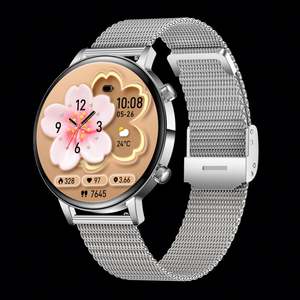 Montre connectée MK96 or rose, bracelet en silicone rose, suivi de la santé masculine, moniteur de fréquence cardiaque, plus de 100 sports, appels Bluetooth, calendrier - Product Image 4