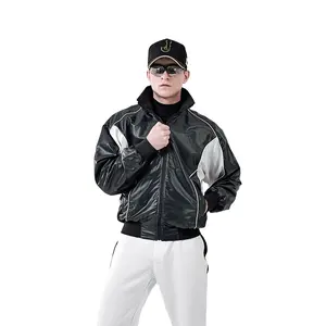 Oem top quality american school leather winter baseball with jacket custom jacket