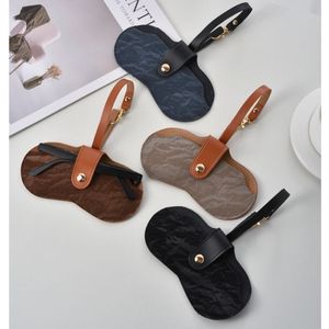 Factory Supply Retro PU Leather Sunglasses Case, Portable Eyeglasses Protector Pouch with Strap - Product Image 1