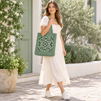 Sac fourre-tout en toile grand format avec impression de logo personnalisé, OEM, souvenirs des Émirats arabes unis, Dubaï, style Tatreez Palestine, sac à bandoulière pour le shopping