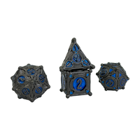 Nouvel ensemble de dés D&D en alliage de zinc, design floral, polyédrique, 7 pièces, écologique, thème fantaisie et science-fiction, fabriqué à la main