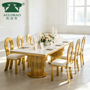 Juego de Mesa de Comedor de Diseño Moderno con Estructura de Acero Inoxidable y Tablero de MDF para Sala de Estar - Product Image 5