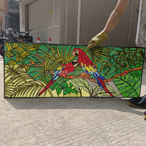 Bloque de Vidrio Europeo Hecho a Mano con Diseño de Árbol Escénico para Ventanas y Puertas, Estructura Sólida, Decoración para Hoteles, Iglesias y Comedores - Product Image 1
