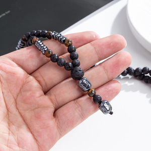 สร้อยคอจี้<span class=keywords><strong>พระ</strong></span>พุทธรูปทำมือจากหินภูเขาไฟ พร้อมใบรับรอง CE  ประดับด้วยเฮมาไทต์ สำหรับผู้ชาย ของขวัญวันพ่อ วันวาเลนไทน์ - Product Image 2