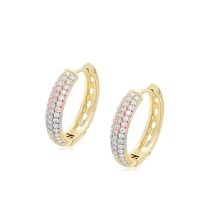 A00905639 xuping lady jewelry full diamond earrings clear stone dozens of stones 18K gold color Huggie earring