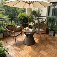 Ensemble de table et chaises de jardin en rotin de luxe léger, résistant à l'eau et aux intempéries, pour terrasse, balcon, cour