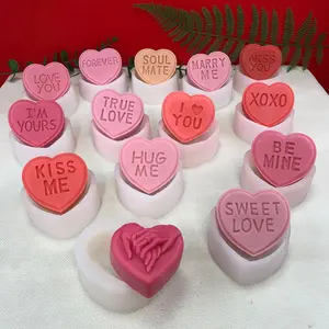 Valentine's Day Love Candle Mold Diy Heart Soap Plaster Decoration Silicone Mold Creative Chocolate Ice Cube Mold