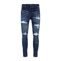 Fabricant de jeans en denim sur mesure, jeans streetwear, jeans peints, déchirés, usés, avec des patchs en strass pour hommes