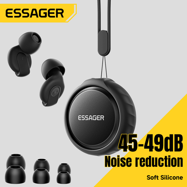 ESSAGER ES-EAP01 Reusable 45dB Noise Reduction Cancelling Soundproof Travel Silicone Loop Sleep Earplugs With Case