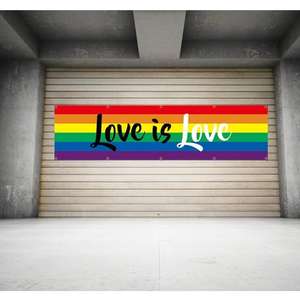 הדפס את עיצוב הלוגו שלך, מילים, דגל 2x8 רגל, דגל גאווה בי-מינית LGBT עם 10 טבעות פליז לחדר חיצוני, מערת גברים - Product Image 3