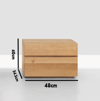 Table de chevet en noyer noir massif Tatami |   Armoire de rangement de chevet à profil bas |   Table de chevet assortie au lit au sol