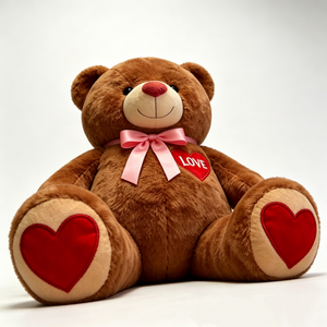 Oso de peluche personalizado con corazón rojo dulce en el pecho, juguete decorativo romántico para bodas y San Valentín. - Product Image 1