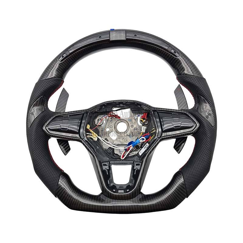 Carbon Fiber+Leather+LED+Red Stitch+Paddles+Grip+Button+Trim