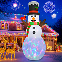Ourwarm Décorations de cour extérieure Bonhomme de neige de Noël gonflable et usine du Père Noël Décorations de Noël en gros