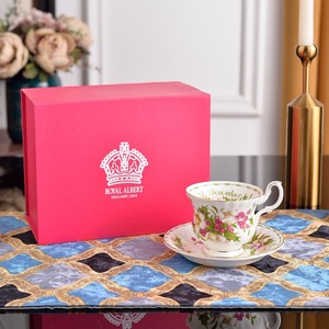 Juego de Taza de Café de Cerámica y Platillo para Té Negro Royal <span class=keywords><strong>Albert</strong></span> Lenguaje de las Flores Mensual, Clásico para Uso Doméstico, Caja de Regalo de Madera - Product Image 3