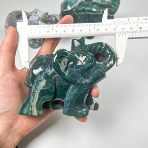 All'ingrosso pietra curativa di cristallo naturale muschio agata elefante intaglio per la decorazione della casa