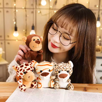Porte-clés en peluche doux et abordables, jouets promotionnels Kawaii, animaux de la jungle en peluche, singe, tigre, lion, éléphant