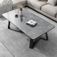 Ensemble de meubles de salon moderne nordique noir blanc carré rond or Table basse en bois livres de luxe marbre noir pour un usage domestique