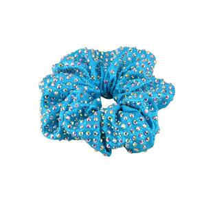 Personnaliser les chouchous élégants bleu et blanc Mystique pour la danse et le cheerleading avec des strass AB - Product Image 1