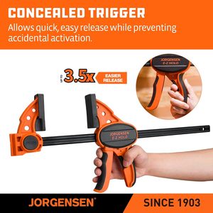 Jorgensen - Juego de 4 abrazaderas de barra de 6 pulgadas para carpintería, abrazadera de sujeción E-Z Hold, abrazadera versátil con liberación de trinquete - Product Image 5