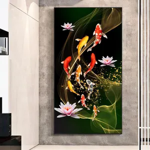 Rich Lucky Goldfish Lucky Koi Carp Canvas Painting Modern Wall Art Poster Prints Picture Wall for Bedroom Home Cuadros Decor