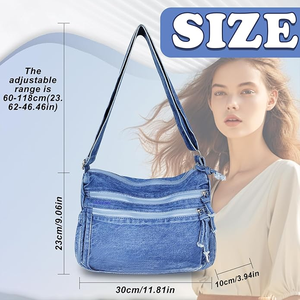 Bolso Bandolera Retro Personalizado Ligero de Gran Capacidad, Bolso de Mano de Mezclilla, Bolsos de Hombro Estilo Hobo para Mujer - Product Image 3