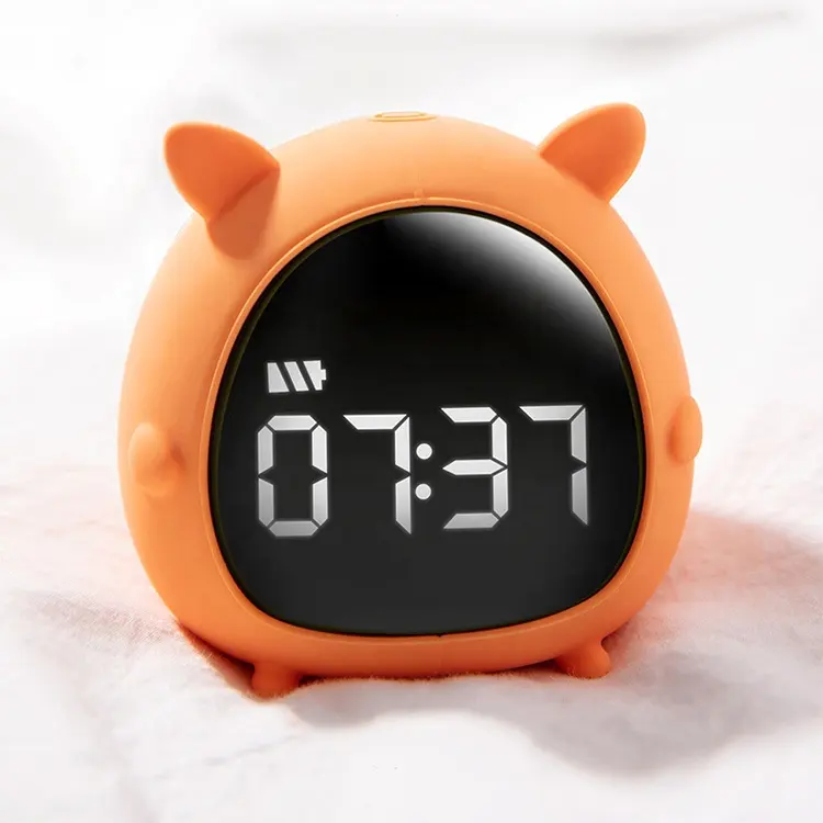 Jam Alarm Anak Bayi, Jam Alarm Kartun Termometer Hitung Mundur, Jam Alarm Kelinci, Tampilan LED Mini Lucu, Hadiah Favorit Bayi Tidur