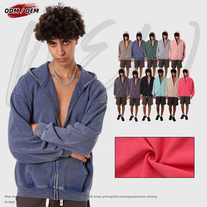 Sudadera con Capucha para Hombre, 430 g/m², 100% Algodón, Cierre YKK, Estilo Batik, Lavado Vintage, para Invierno - Product Image 5